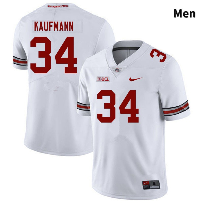 Ohio State Buckeyes Colin Kaufmann Men's #34 White Authentic Stitched College Football Jersey